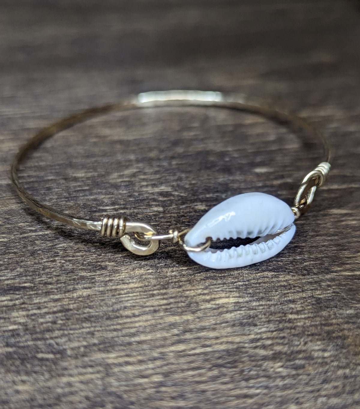 Nalu Cowrie Beach Bangle - Pick Your Size - Handcrafted Fine Jewelry by ShellDance Designs, Kona Hawaii