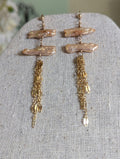 Hana Mermaid Queen Earrings - Biwah Pearl Chain Dangle Earrings - Handcrafted Fine Jewelry by ShellDance Designs, Kona Hawaii