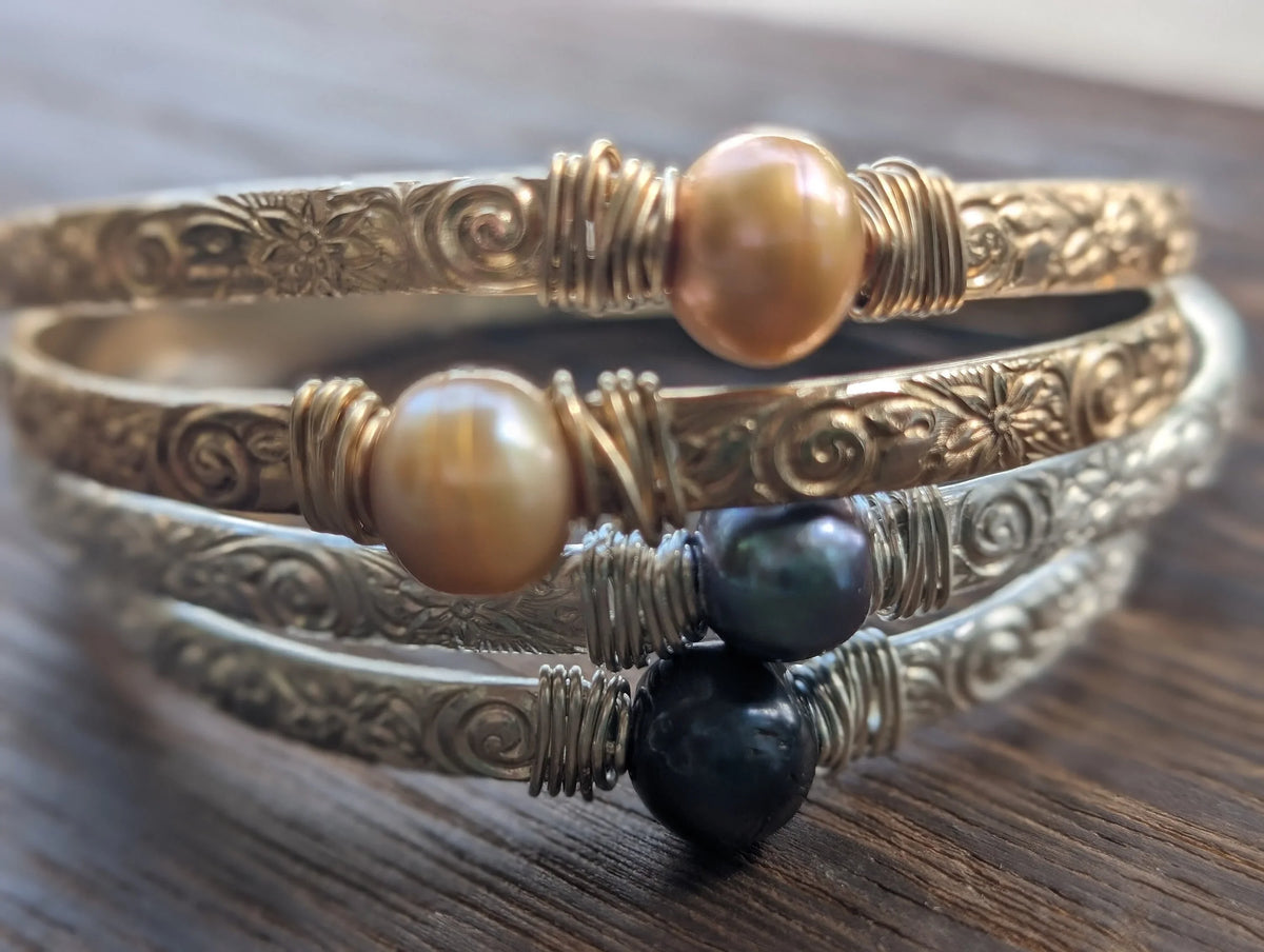 Kaiwi Custom Hawaiian Bangle - 14k Gold Filled Or Sterling Silver - Handcrafted Fine Jewelry by ShellDance Designs, Kona Hawaii