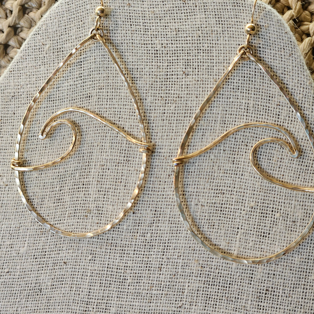Milo Gold Wave Hoop Earrings - Beach Vibe Gift - Handcrafted Fine Jewelry by ShellDance Designs, Kona Hawaii
