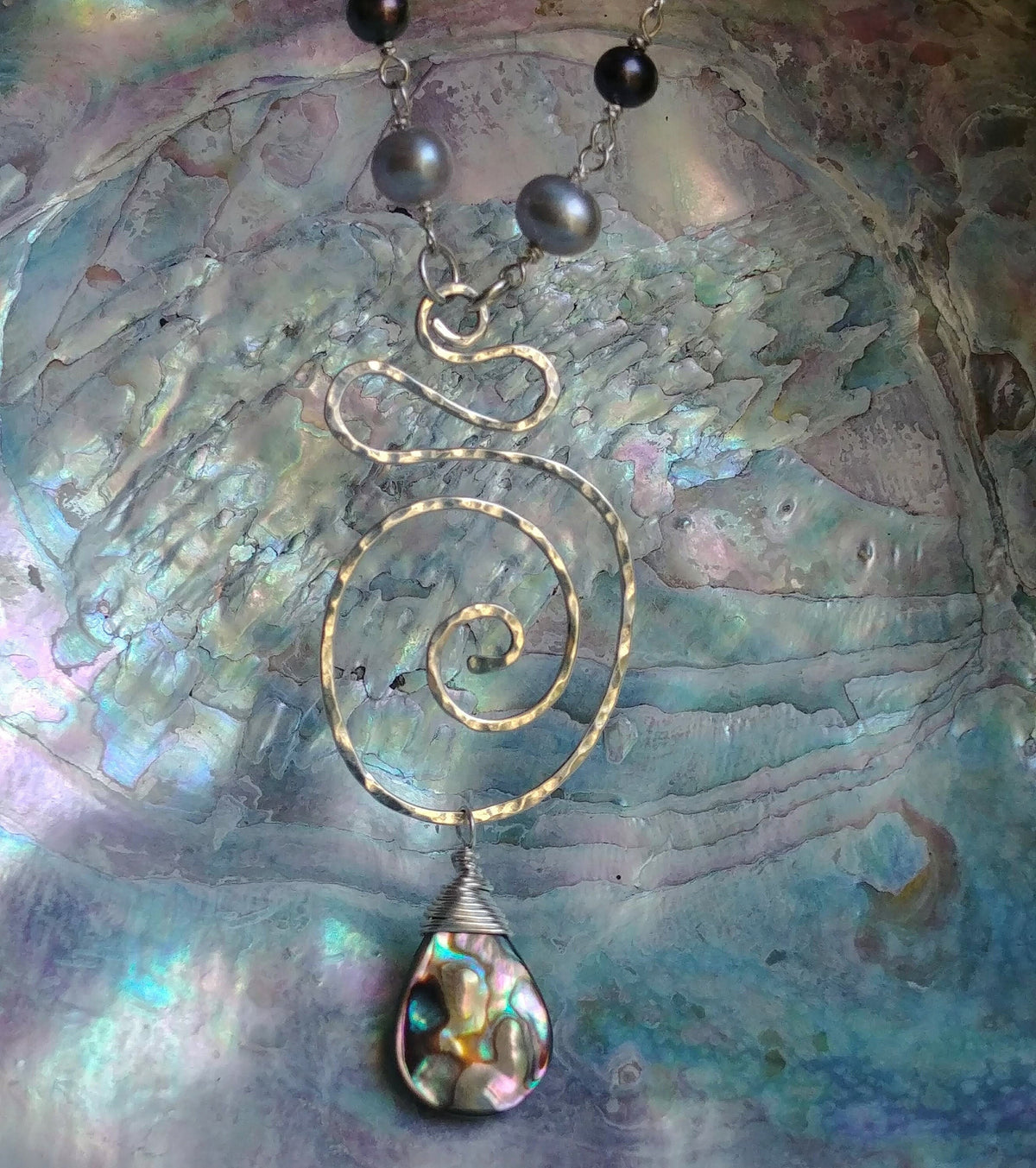 Kailua Mermaid Abalone Necklace - Handcrafted Fine Jewelry by ShellDance Designs, Kona Hawaii