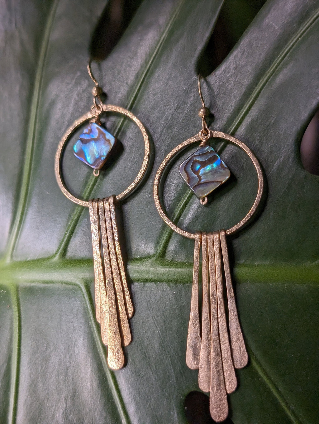 Alohi Mermaid Diamonds Tassel Earrings - Handcrafted Fine Jewelry by ShellDance Designs, Kona Hawaii
