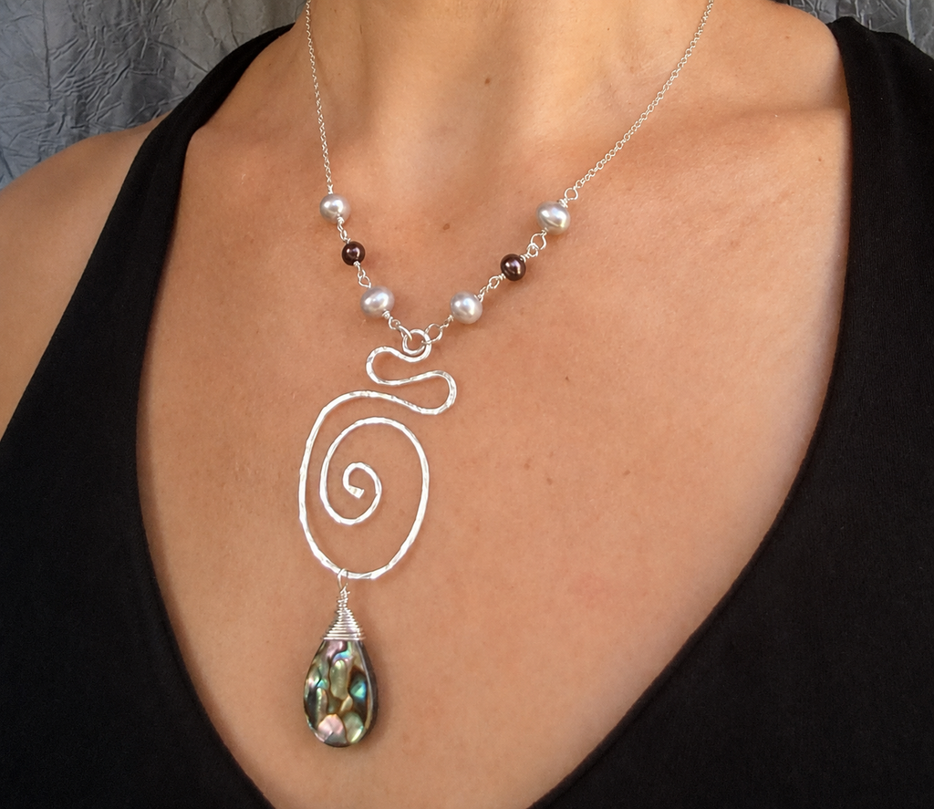 Kailua Mermaid Abalone Necklace - Handcrafted Fine Jewelry by ShellDance Designs, Kona Hawaii