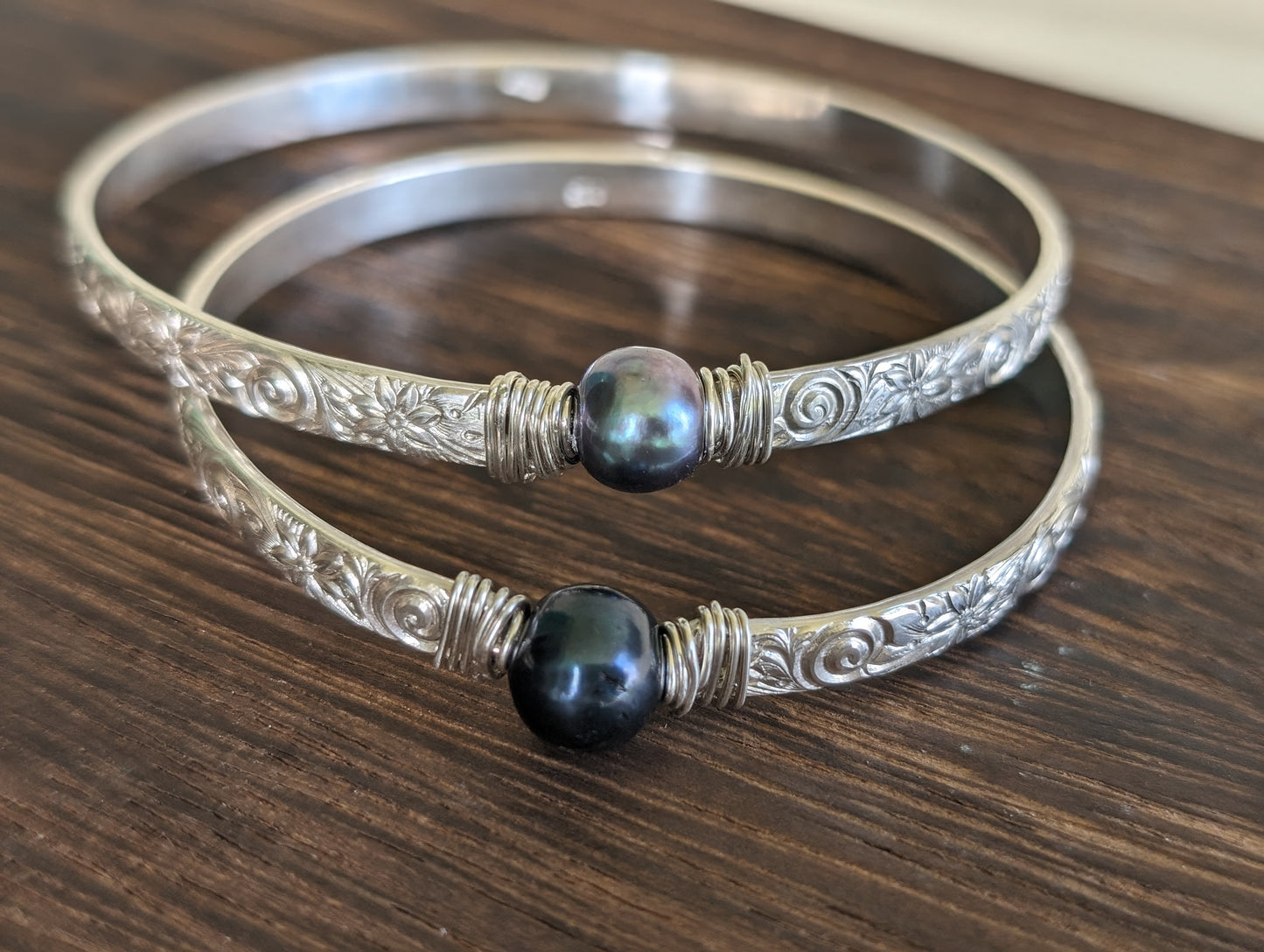 Hawaiian Style Bangles * Sterling Silver & 14k Gold Filled