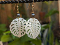 Monstera Shell Earrings - Handcrafted Fine Jewelry by ShellDance Designs, Kona Hawaii