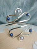 Aonani Hammered Silver Upper Arm Cuff With Freshwater Pearls - Handcrafted Fine Jewelry by ShellDance Designs, Kona Hawaii