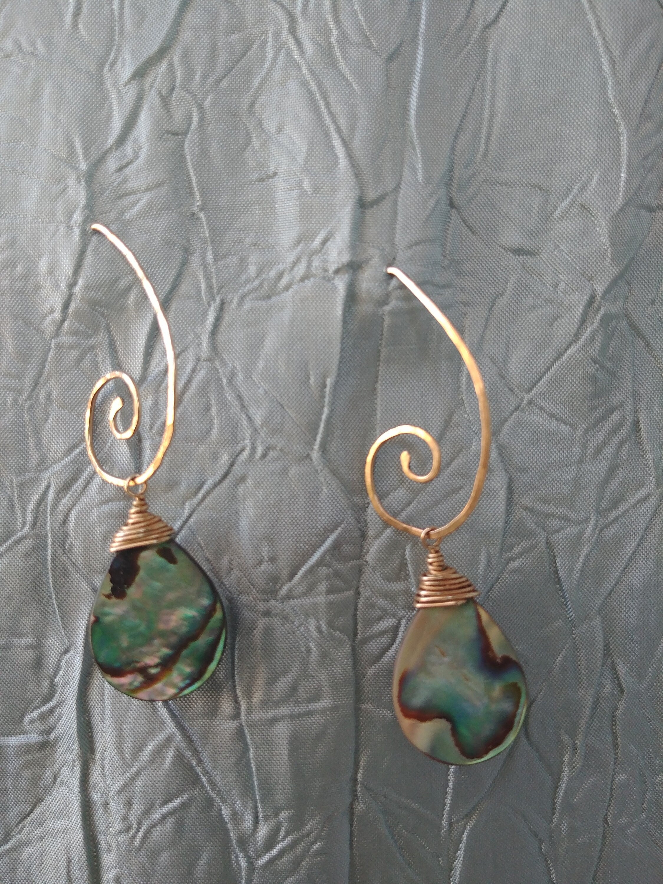 Malie Tribal Abalone Earrings - Handcrafted Fine Jewelry by ShellDance Designs, Kona Hawaii
