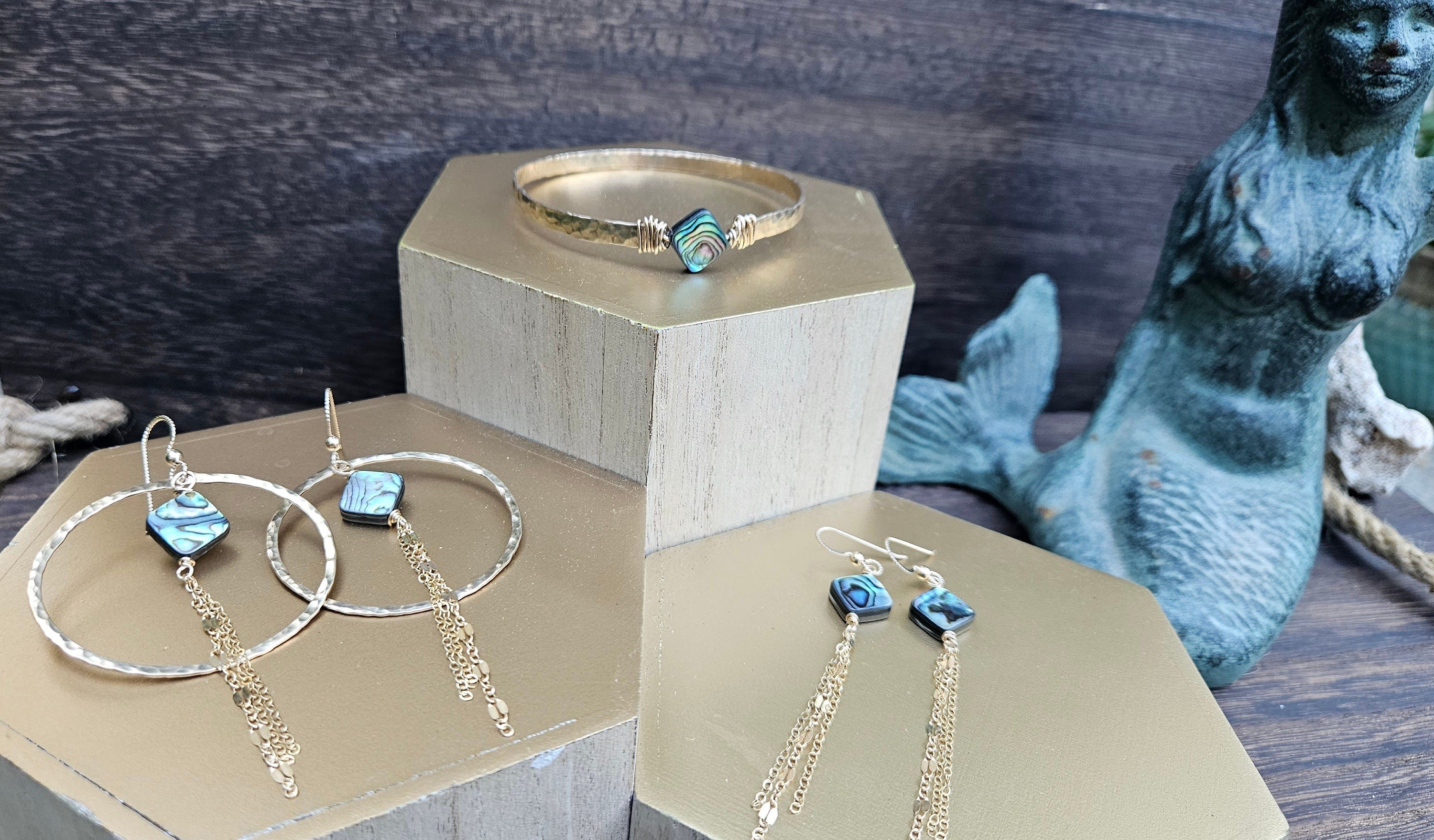 Noelani Mermaid Diamonds Bangle - Handcrafted Fine Jewelry by ShellDance Designs, Kona Hawaii