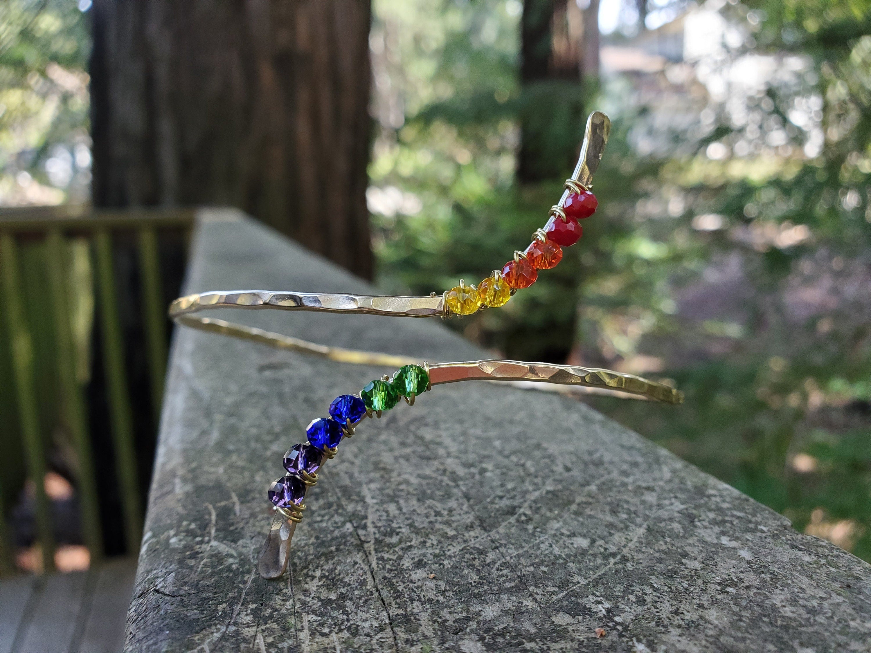Hanalei Pride Rainbow Arm Cuff - Adjustable Upper Arm Bracelet - Handcrafted Fine Jewelry by ShellDance Designs, Kona Hawaii