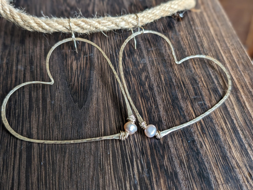 Kaanapali Large Heart Hoop Earrings - Handcrafted Fine Jewelry by ShellDance Designs, Kona Hawaii
