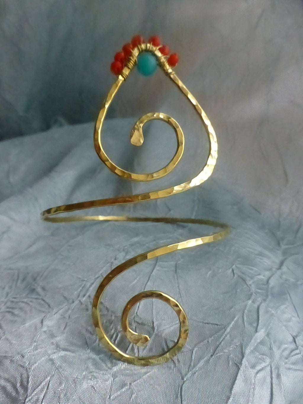 Kanoa Bohemian Lotus Hammered Arm Cuff - Handcrafted Fine Jewelry by ShellDance Designs, Kona Hawaii