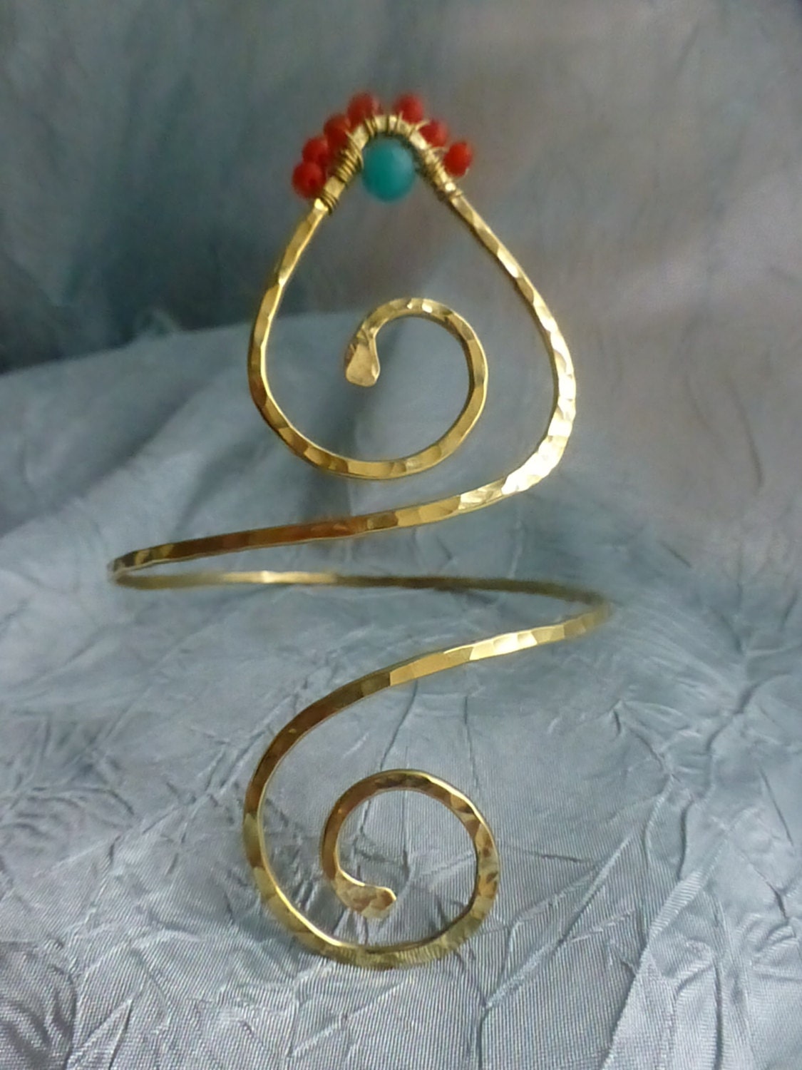 Kanoa Bohemian Lotus Hammered Arm Cuff - Handcrafted Fine Jewelry by ShellDance Designs, Kona Hawaii