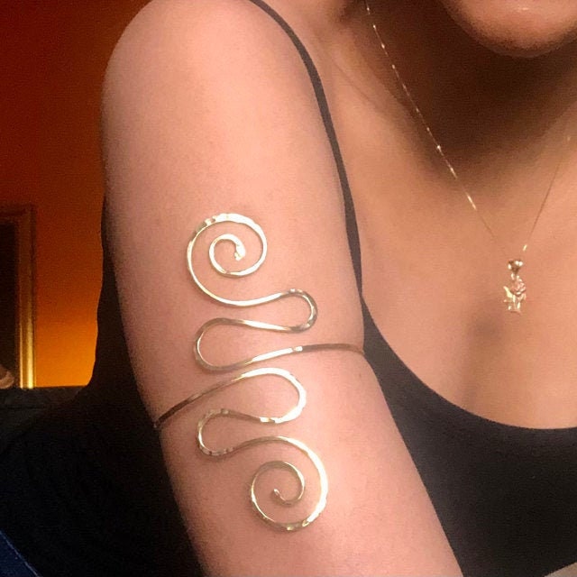 Noelani Hammered Spiral Arm Cuff - Boho Body - Handcrafted Fine Jewelry by ShellDance Designs, Kona Hawaii