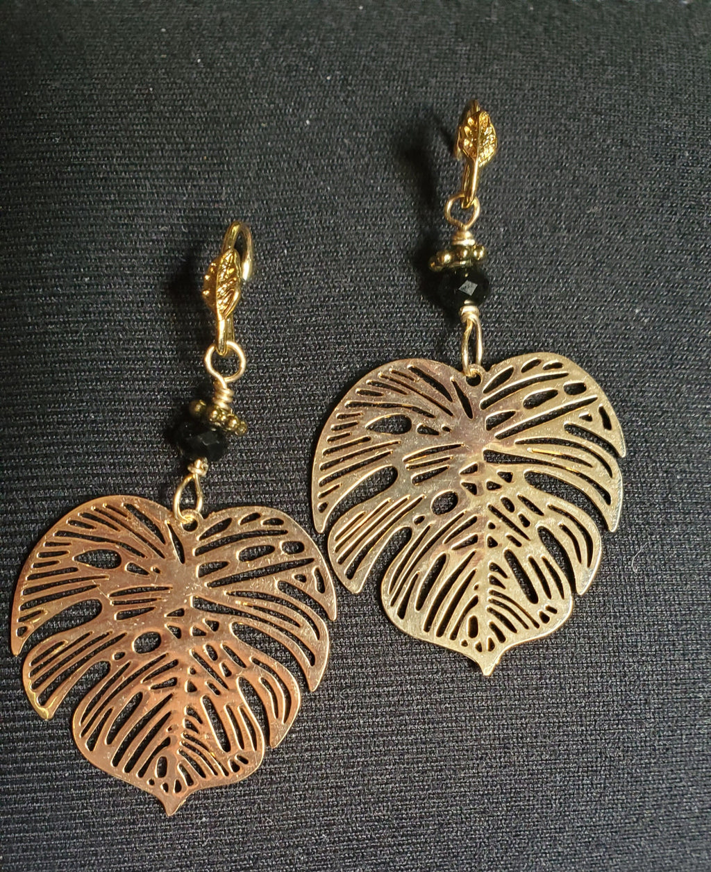 Kona Monstera Leaf Filigree Earrings - Handcrafted Fine Jewelry by ShellDance Designs, Kona Hawaii