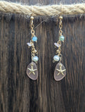 Seaglass Starfish Dangle Earrings - 14k Gold Filled - Handcrafted Fine Jewelry by ShellDance Designs, Kona Hawaii