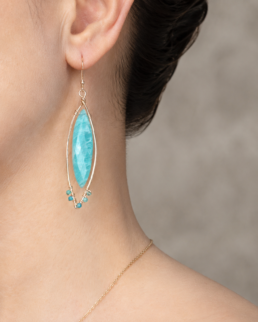 Wailea Aqua Tears - Amazonite Earrings - Handcrafted Fine Jewelry by ShellDance Designs, Kona Hawaii