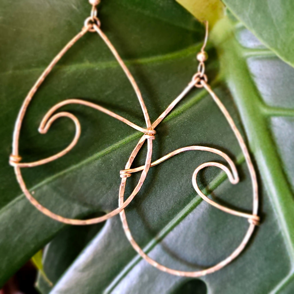 Milo Gold Wave Hoop Earrings - Beach Vibe Gift - Handcrafted Fine Jewelry by ShellDance Designs, Kona Hawaii