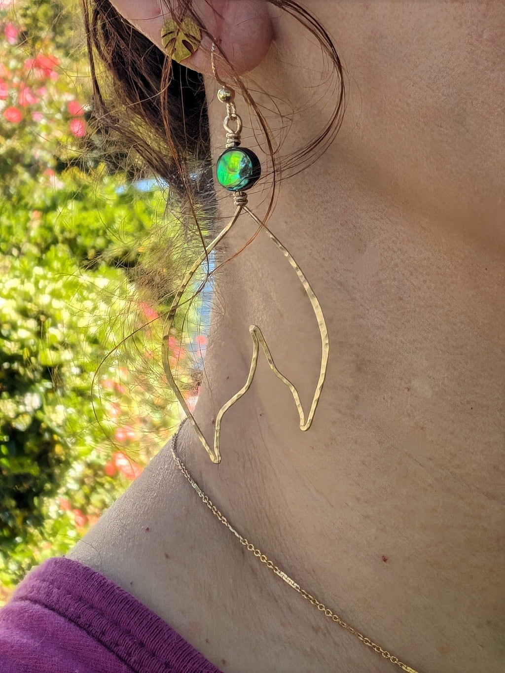 Mermaid Tail - Whale Tail Earrings - Handcrafted Fine Jewelry by ShellDance Designs, Kona Hawaii