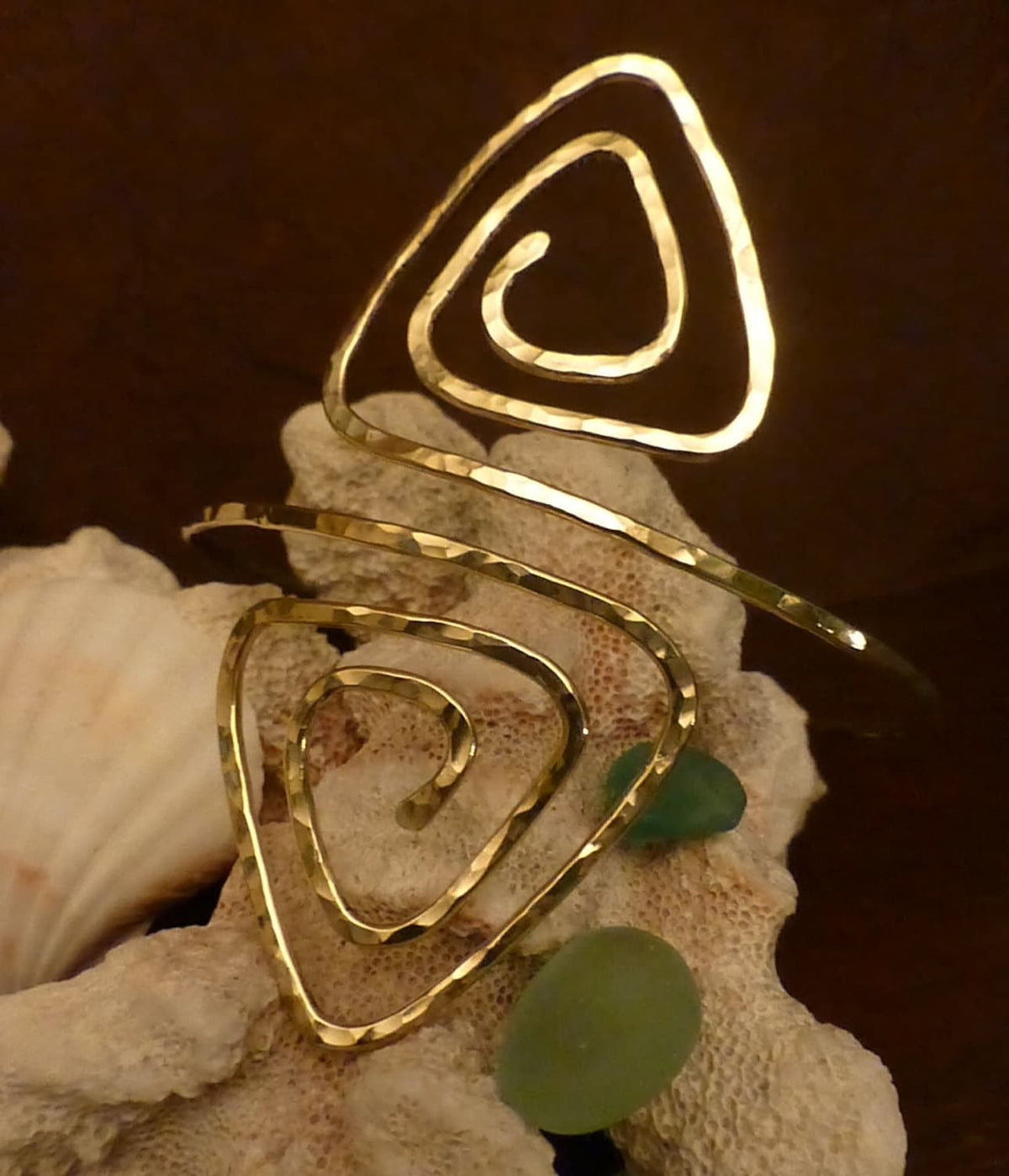 Tribal Triangle Hammered Armband - Triangle Upper Arm Cuff - Handcrafted Fine Jewelry by ShellDance Designs, Kona Hawaii