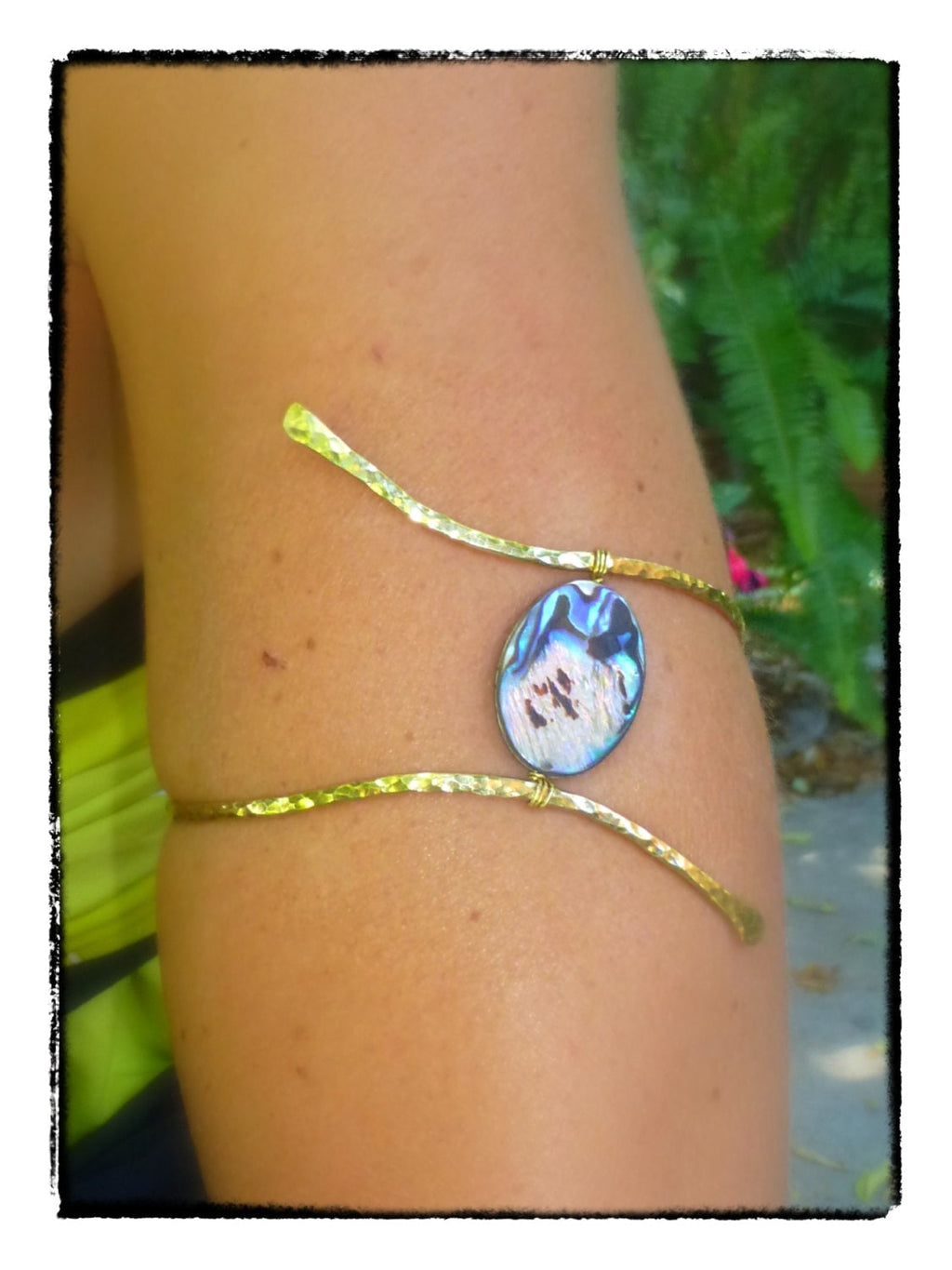 Ahe Abalone Mermaid Arm Cuff - Iridescent Shell Arm Band, alternate view 2