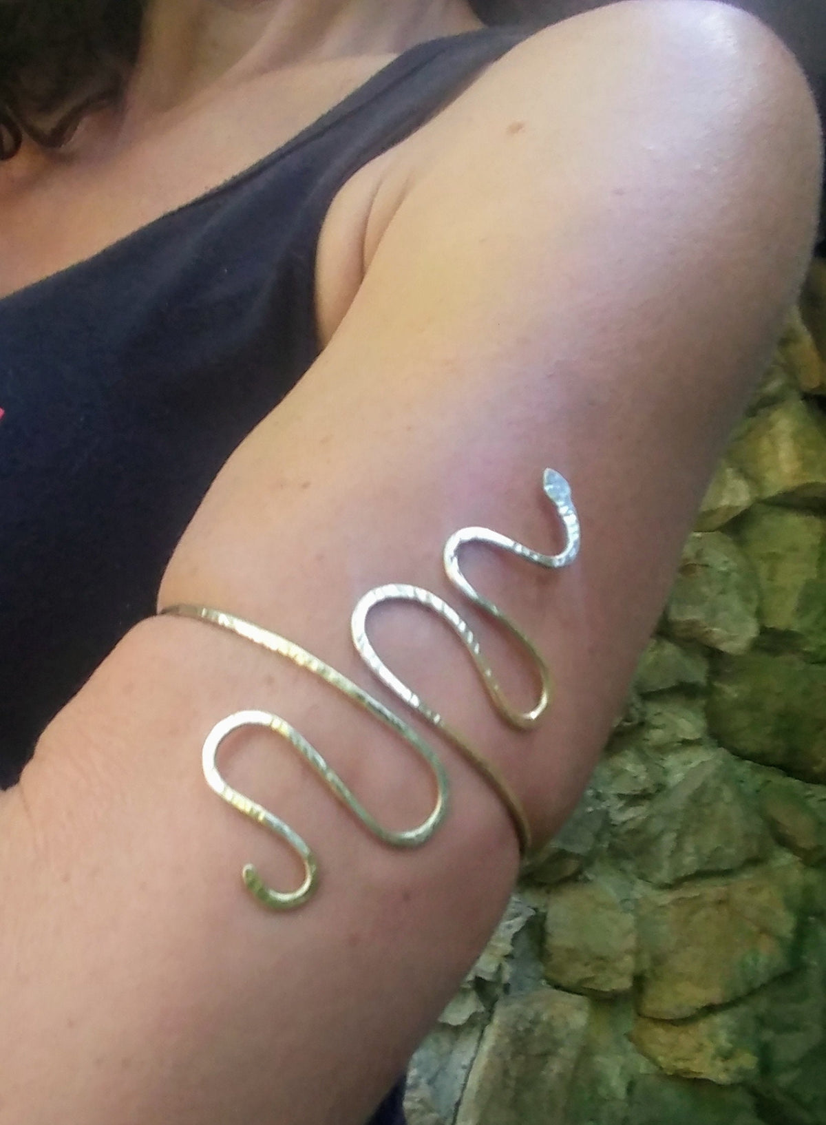 Kani Snake Cuff - Hammered Gold Serpent Armband - Handcrafted Fine Jewelry by ShellDance Designs, Kona Hawaii