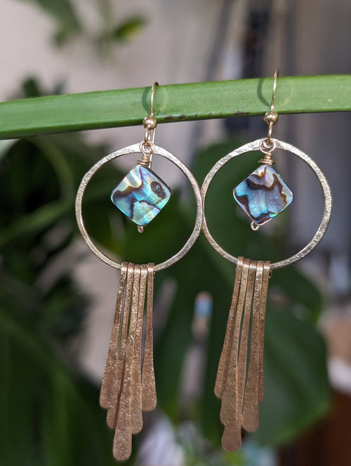 Alohi Mermaid Diamonds Tassel Earrings - Handcrafted Fine Jewelry by ShellDance Designs, Kona Hawaii
