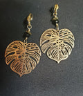 Kona Monstera Leaf Filigree Earrings - Handcrafted Fine Jewelry by ShellDance Designs, Kona Hawaii
