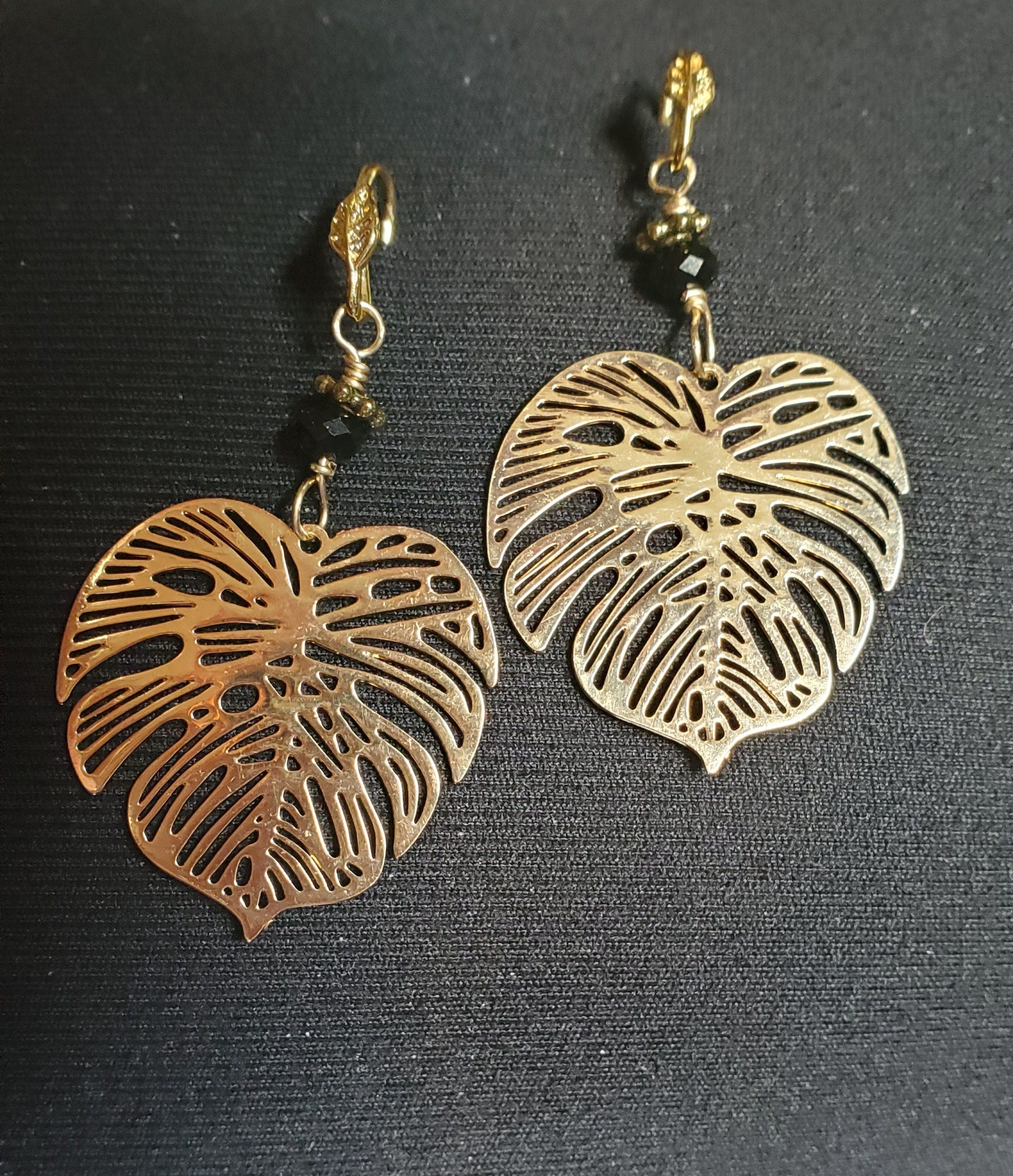Kona Monstera Leaf Filigree Earrings - Handcrafted Fine Jewelry by ShellDance Designs, Kona Hawaii
