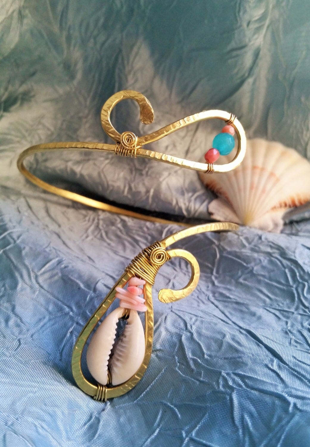 Hanalei Arm Cuff Hawaiian Style - Gold - Handcrafted Fine Jewelry by ShellDance Designs, Kona Hawaii