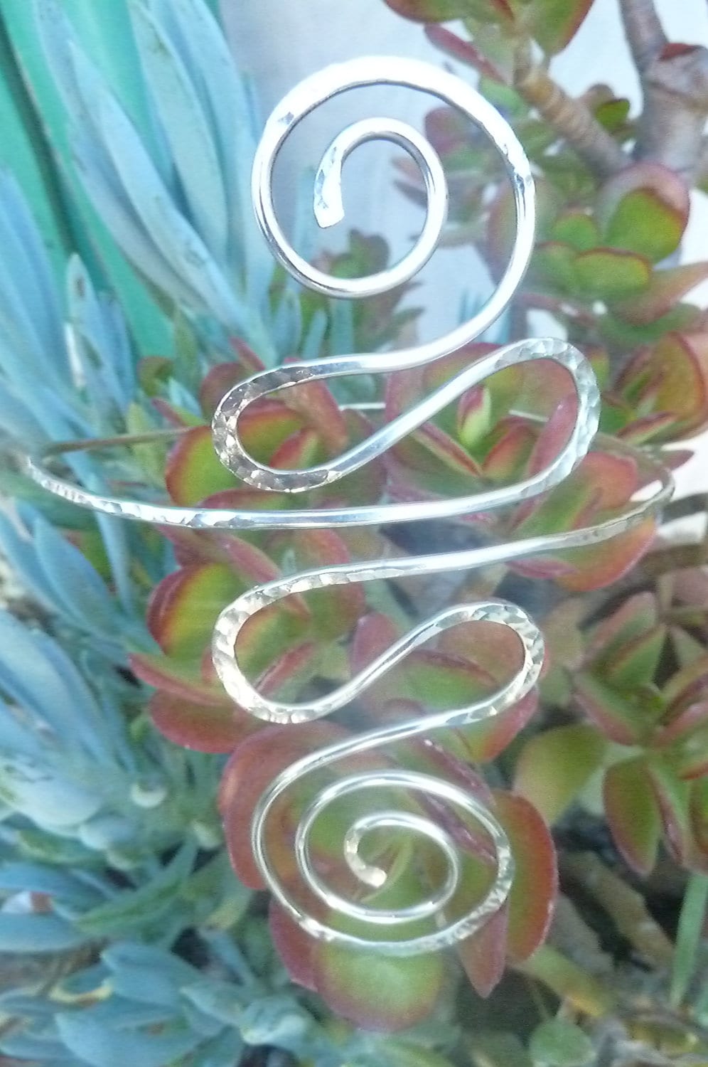 Noelani Hammered Spiral Arm Cuff - Boho Body - Handcrafted Fine Jewelry by ShellDance Designs, Kona Hawaii