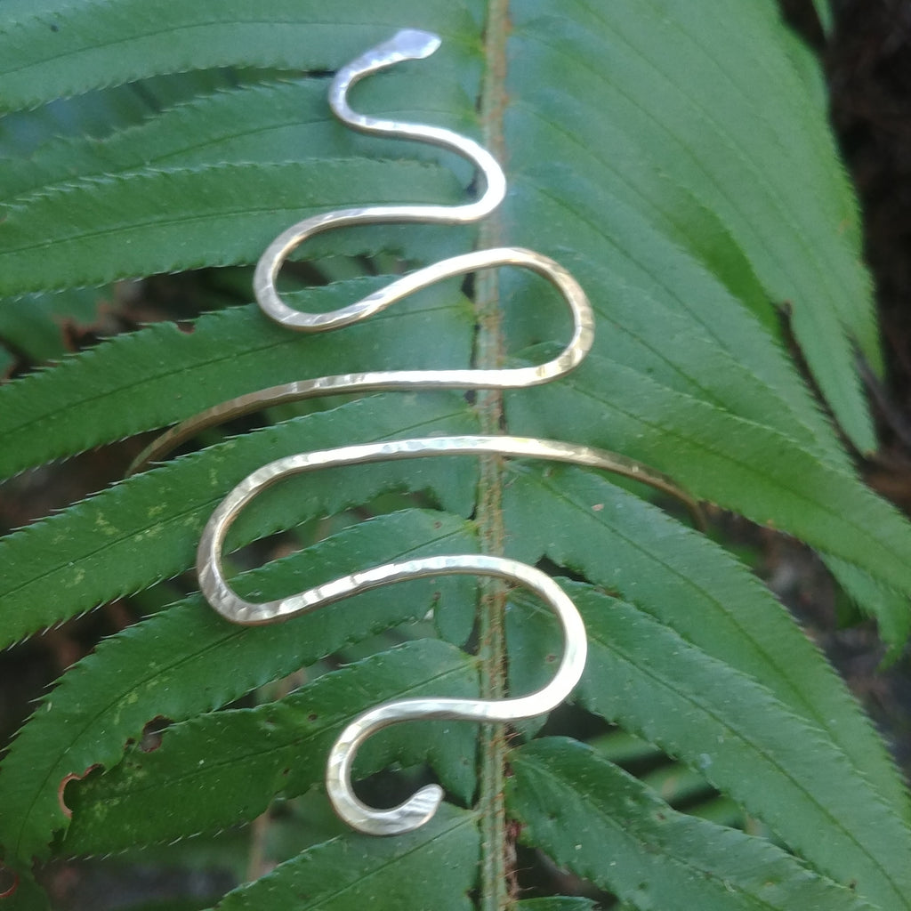 Kani Snake Cuff - Hammered Gold Serpent Armband - Handcrafted Fine Jewelry by ShellDance Designs, Kona Hawaii
