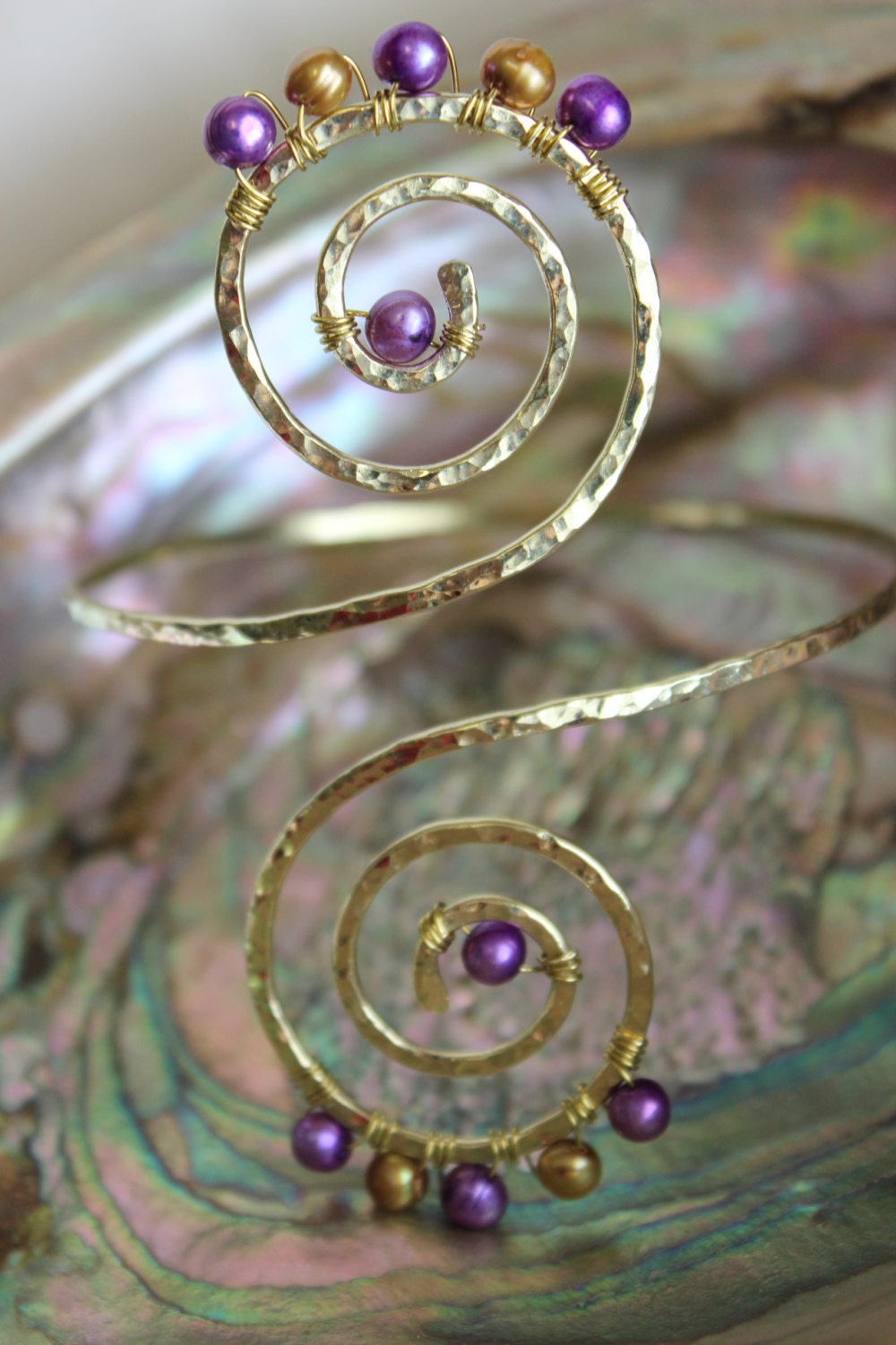 Lani Mermaid Swirl Upper Arm Cuff - Handcrafted Fine Jewelry by ShellDance Designs, Kona Hawaii