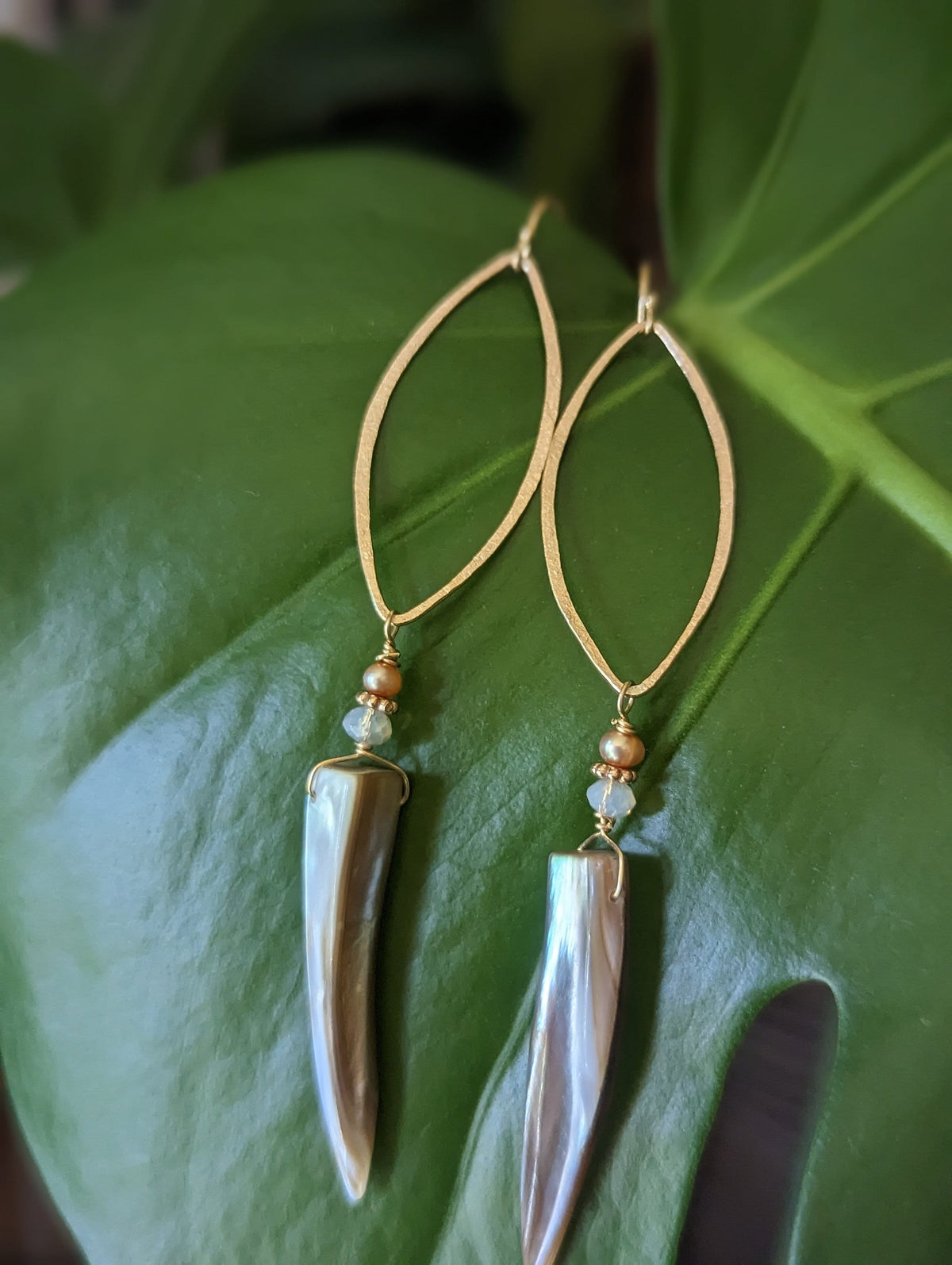Mother Of Pearl Earrings - Handcrafted Fine Jewelry by ShellDance Designs, Kona Hawaii