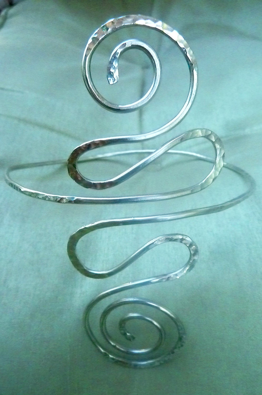 Noelani Hammered Spiral Arm Cuff - Boho Body - Handcrafted Fine Jewelry by ShellDance Designs, Kona Hawaii