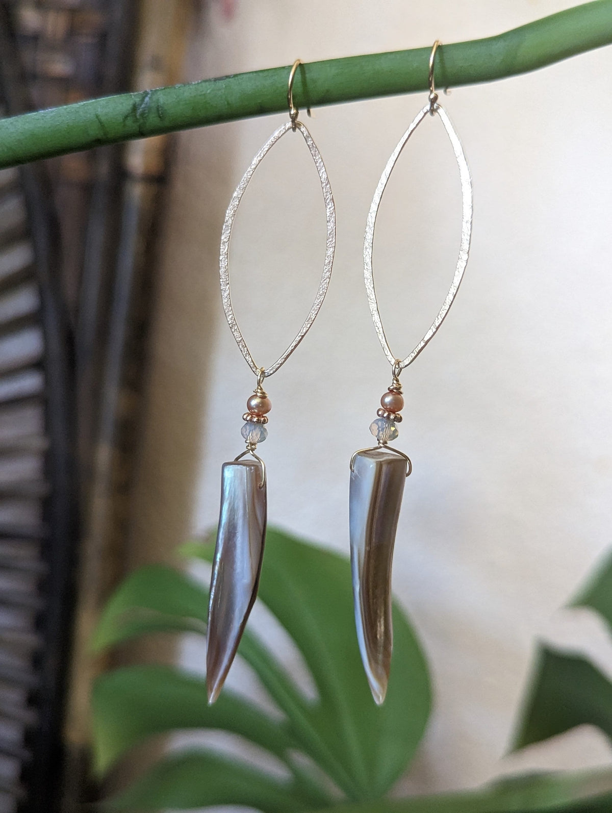 Mother Of Pearl Earrings - Handcrafted Fine Jewelry by ShellDance Designs, Kona Hawaii