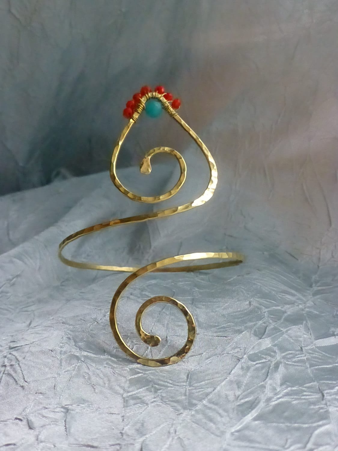 Kanoa Bohemian Lotus Hammered Arm Cuff - Handcrafted Fine Jewelry by ShellDance Designs, Kona Hawaii
