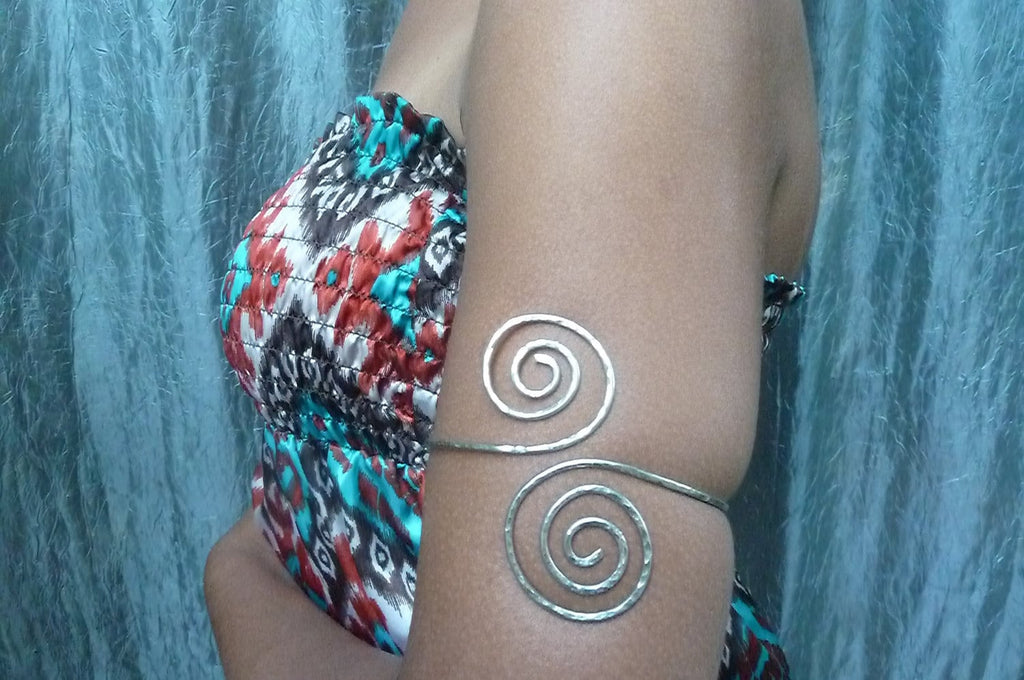 Lokelani Grecian Swirl Upper Arm Cuff - Gold Goddess Armlet - Handcrafted Fine Jewelry by ShellDance Designs, Kona Hawaii