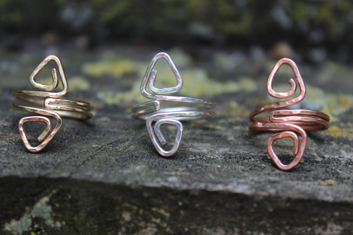 Triangle Toe Ring - Adjustable, Hammered Silver or Gold - Handcrafted Fine Jewelry by ShellDance Designs, Kona Hawaii