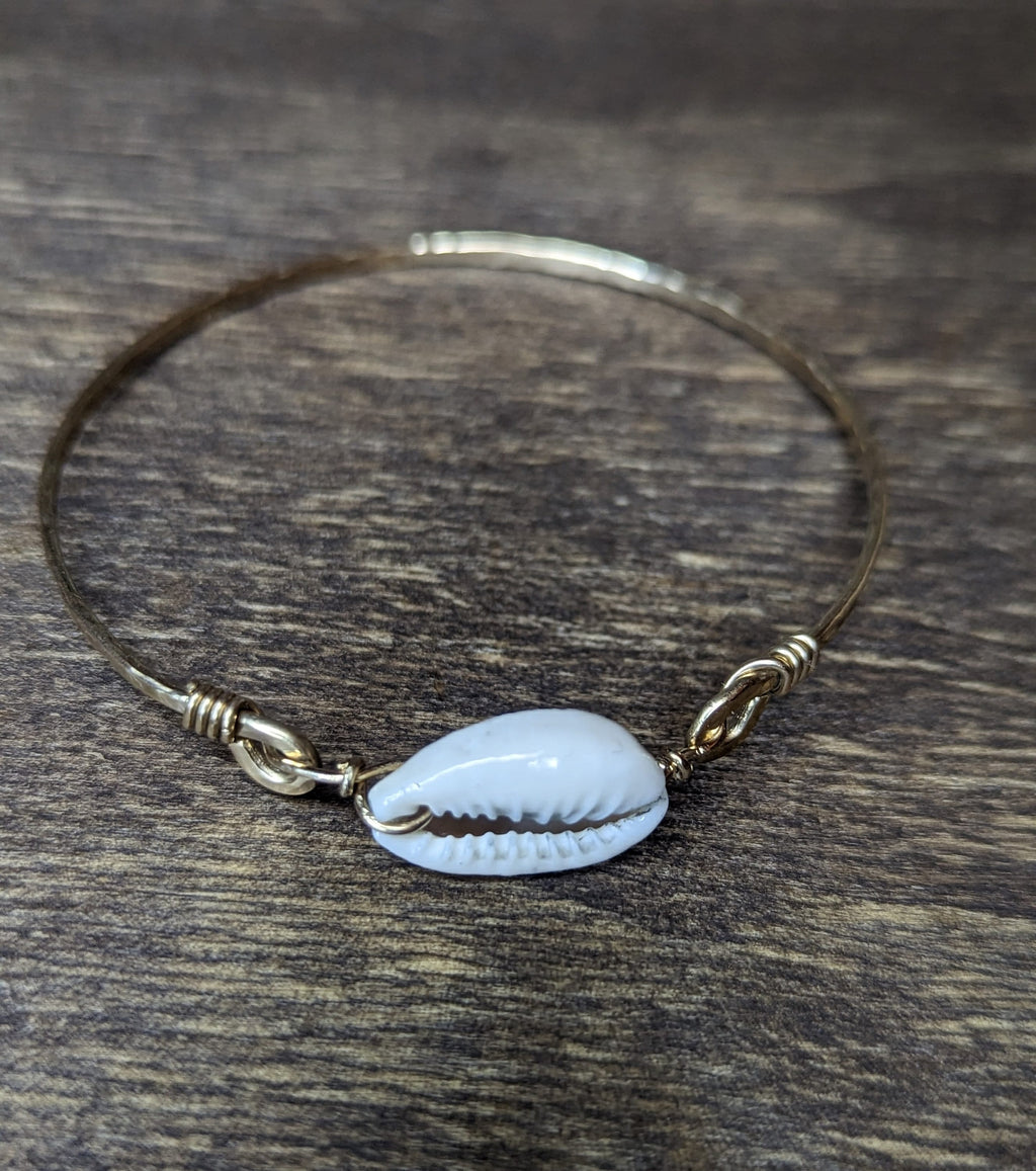 Nalu Cowrie Beach Bangle - Pick Your Size - Handcrafted Fine Jewelry by ShellDance Designs, Kona Hawaii