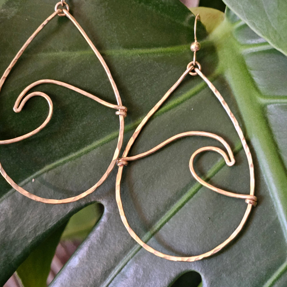 Milo Gold Wave Hoop Earrings - Beach Vibe Gift - Handcrafted Fine Jewelry by ShellDance Designs, Kona Hawaii