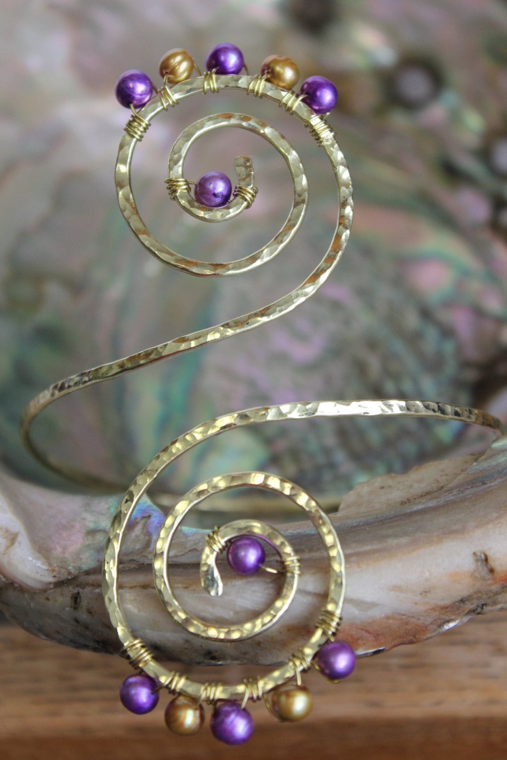 Lani Mermaid Swirl Upper Arm Cuff - Handcrafted Fine Jewelry by ShellDance Designs, Kona Hawaii