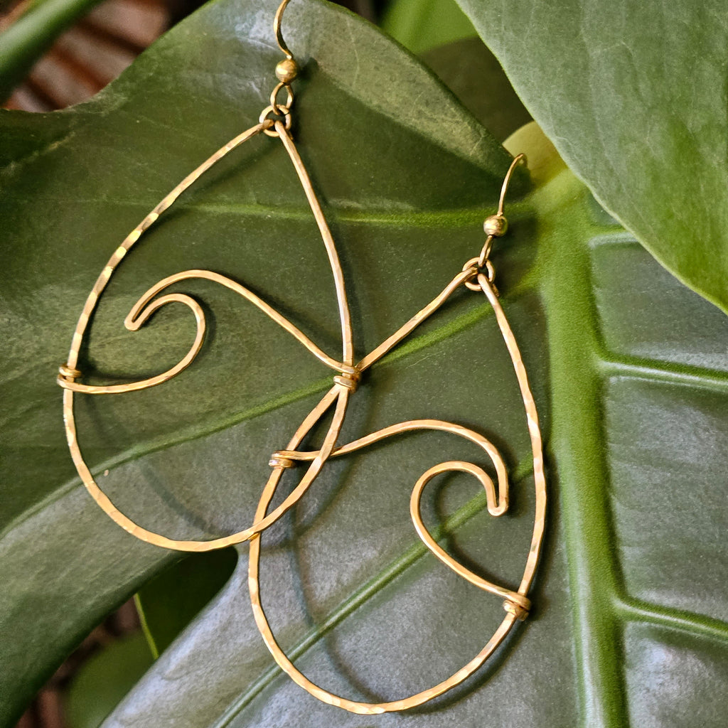 Milo Gold Wave Hoop Earrings - Beach Vibe Gift - Handcrafted Fine Jewelry by ShellDance Designs, Kona Hawaii