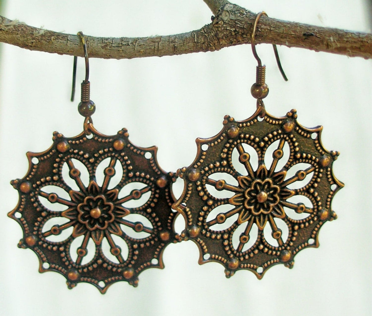 Leilani Copper Filigree Earrings - Handcrafted Fine Jewelry by ShellDance Designs, Kona Hawaii