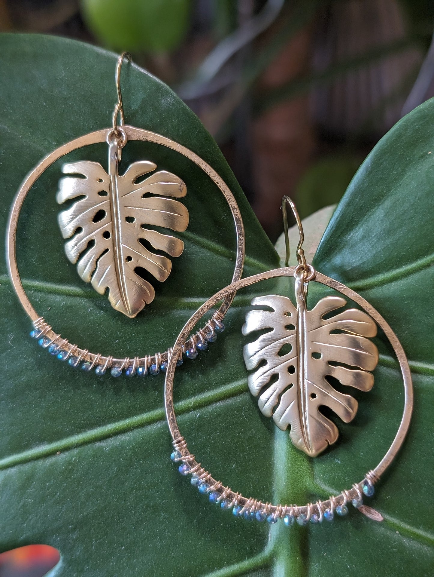 Monstera Hoop Earrings