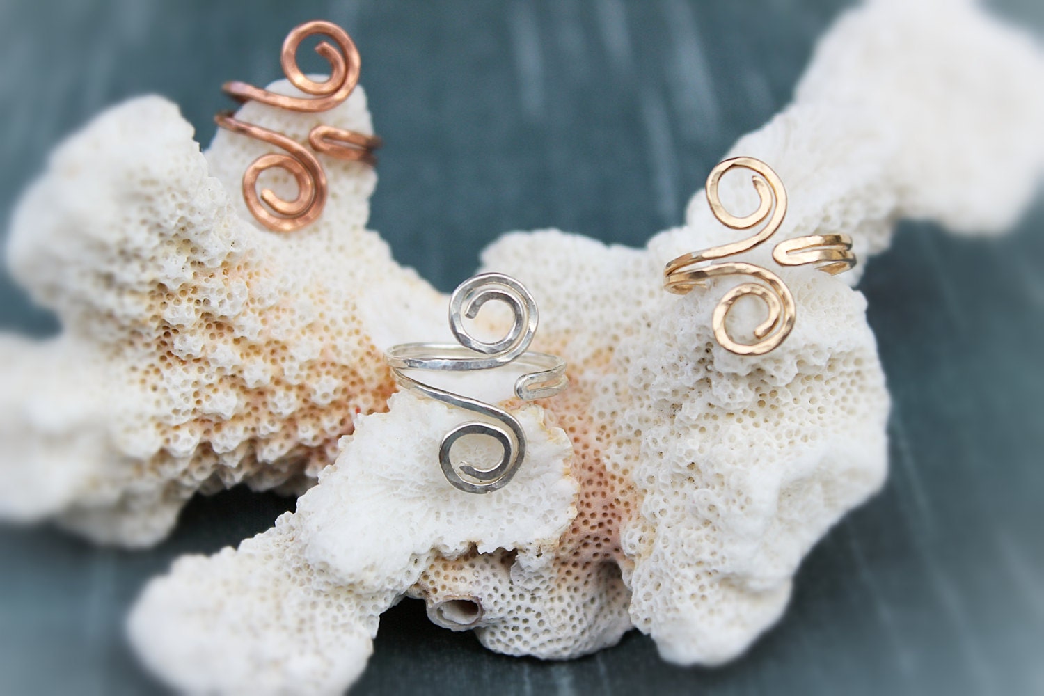 Sterling Silver Hammered Grecian Style adjustable Toe Ring