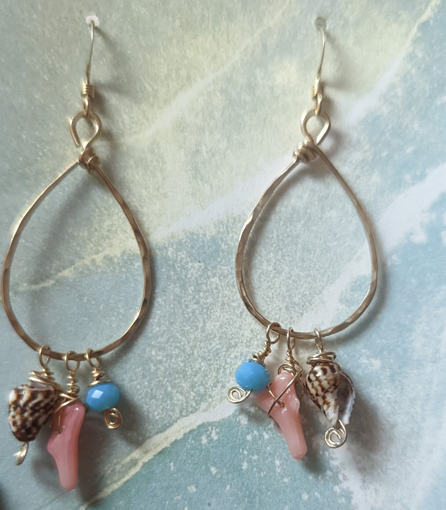 Tropical Coral Earrings * Coral Seashell Earrings