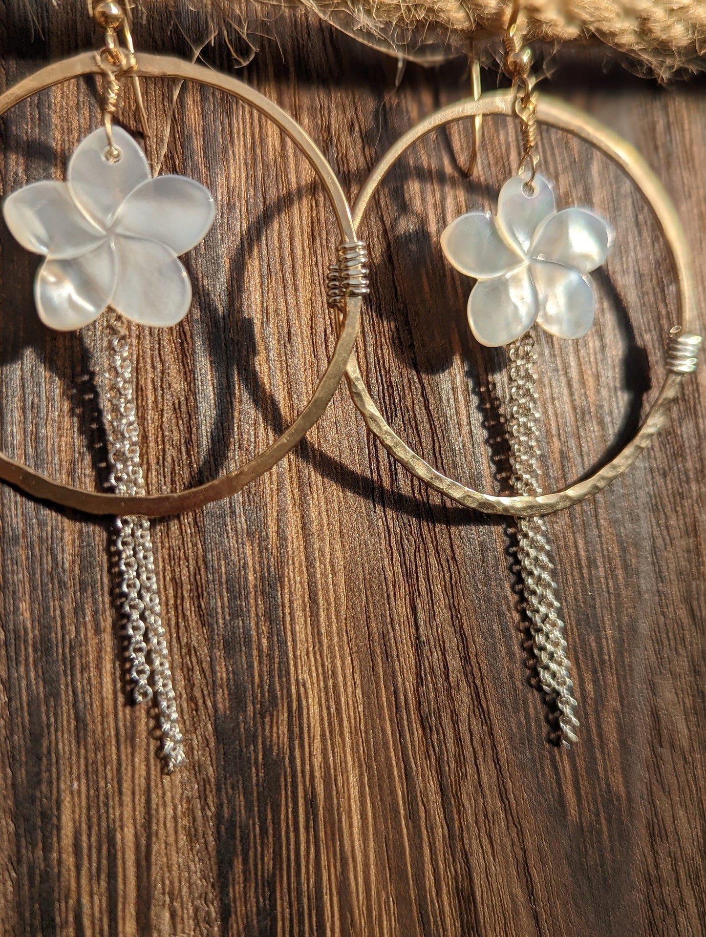 Plumeria Dreams-Two Tone Plumeria Hoops