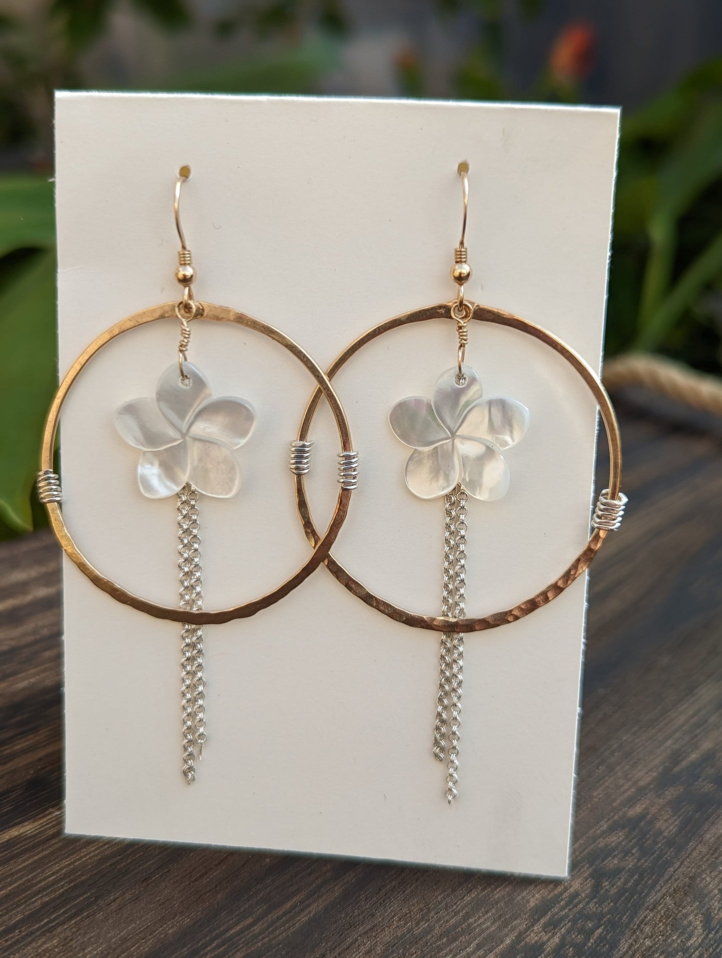 Plumeria Dreams-Two Tone Plumeria Hoops