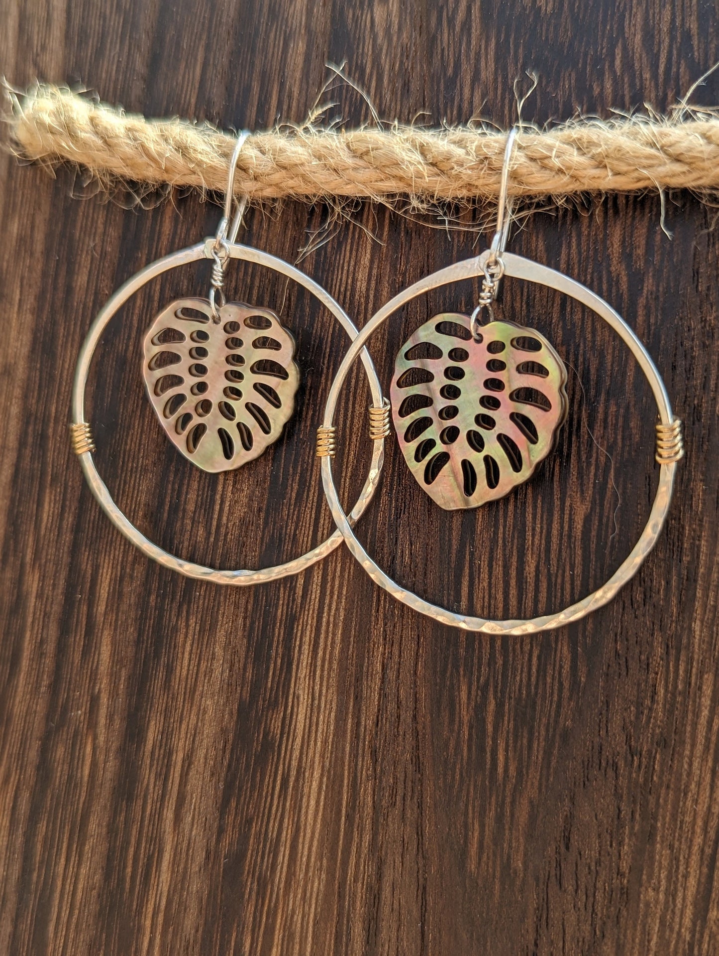 Monstera Shell Hoops-Two Tone Hoops