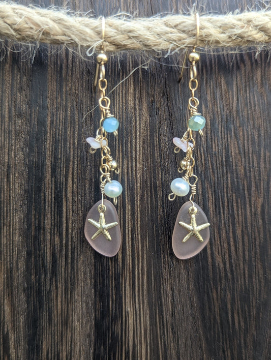 Starfish Seaglass Earrings